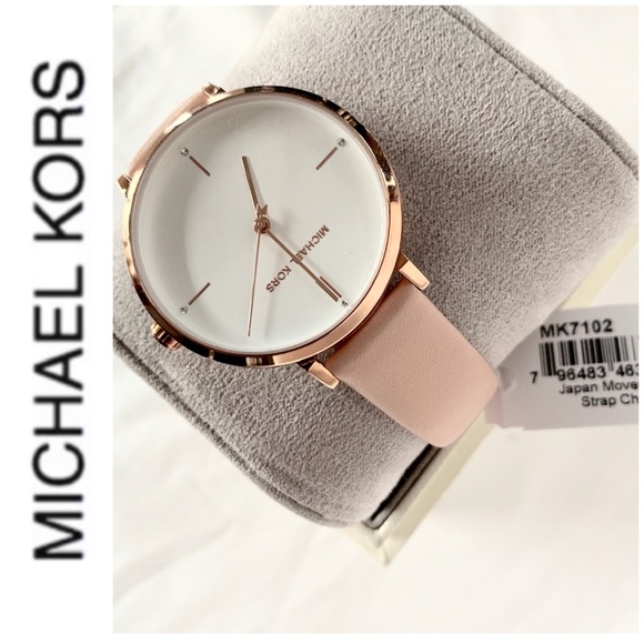 LAST 1 ‼️ NWT MK rosegold tone leather strap watch - Picture 4 of 4